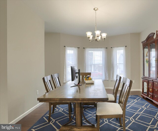 20 Steeple Chase Dr, York Haven, PA 17370 - dining area featuring baseboards, a notable chandelier, and dark wood finished floors