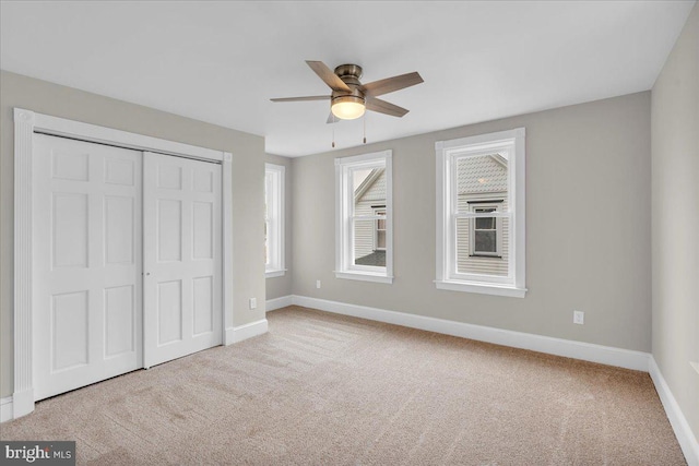 905 Cooper, Edgewater Park, NJ 08010 - unfurnished bedroom with a closet, carpet flooring, baseboards, and ceiling fan