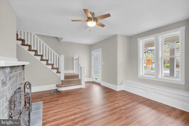 905 Cooper, Edgewater Park, NJ 08010 - entryway with stairway, baseboards, and wood finished floors