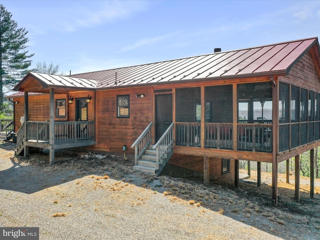 2201 Mill Gap Rd, Lost City, WV 26810 - view of front of home with a standing seam roof, a sunroom, and metal roof