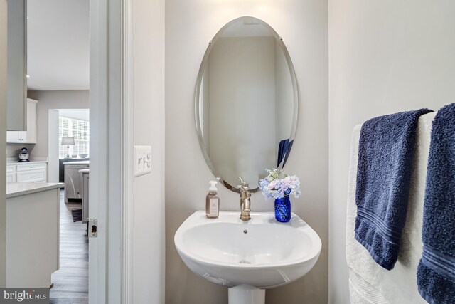 13301 Windjammer Ct, Hughesville, MD 20637 - bathroom with wood finished floors and a sink