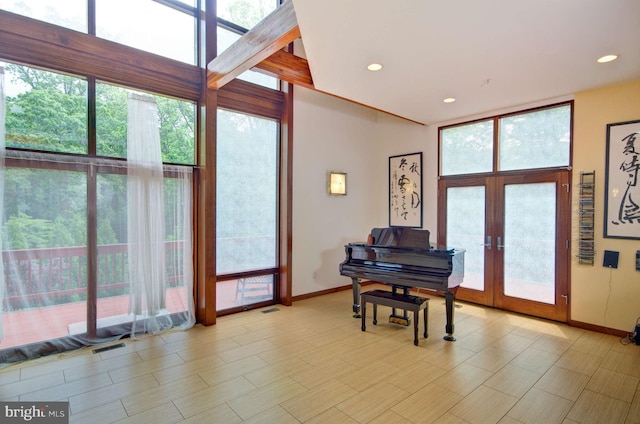 6525 76th St, Cabin John, MD 20818 - entryway with baseboards, french doors, and recessed lighting