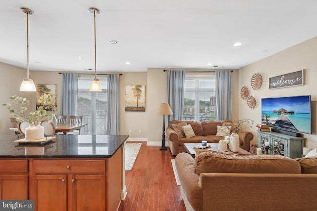 2 N Commerce Sq Unit 303, Trenton, NJ 08691 - living area featuring baseboards, dark wood-style floors, and recessed lighting