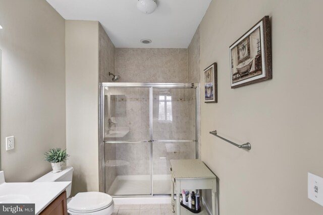 2 N Commerce Sq Unit 303, Trenton, NJ 08691 - bathroom featuring vanity, toilet, tile patterned flooring, and a stall shower