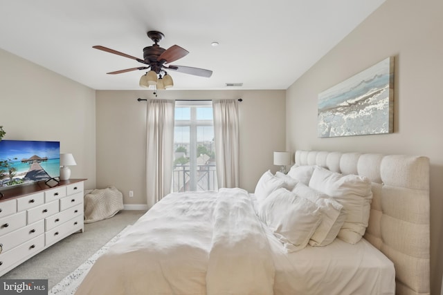 2 N Commerce Sq Unit 303, Trenton, NJ 08691 - carpeted bedroom featuring baseboards, a ceiling fan, visible vents, and access to exterior