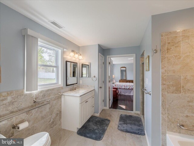 45 Shelley Rd, Southampton, PA 18966 - ensuite bathroom featuring vanity, tile patterned floors, ensuite bath, toilet, and visible vents