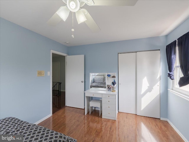 45 Shelley Rd, Southampton, PA 18966 - bedroom featuring wood finished floors, a ceiling fan, baseboards, and a closet