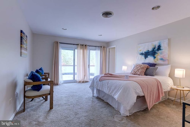1 Fox Field Ct, Reisterstown, MD 21136 - bedroom with visible vents, baseboards, access to exterior, and light colored carpet