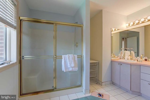 1 Fox Field Ct, Reisterstown, MD 21136 - bathroom with vanity, tile patterned flooring, and a shower stall