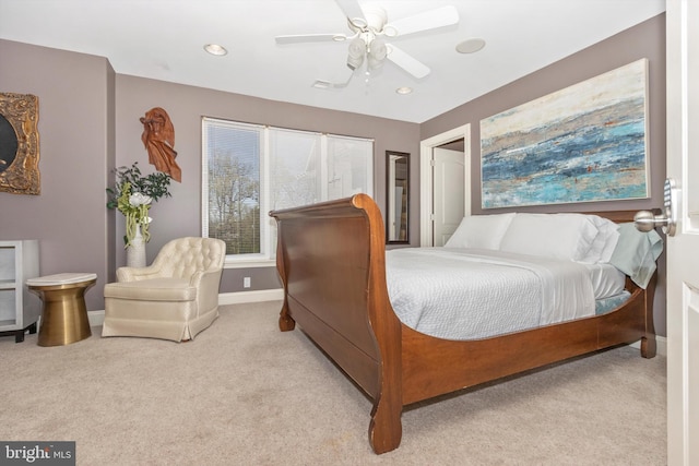 4083 Reels Mill Rd, Frederick, MD 21704 - bedroom featuring light colored carpet, baseboards, ceiling fan, and recessed lighting
