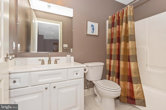 4083 Reels Mill Rd, Frederick, MD 21704 - bathroom featuring tile patterned floors, toilet, vanity, and shower / bath combination with curtain
