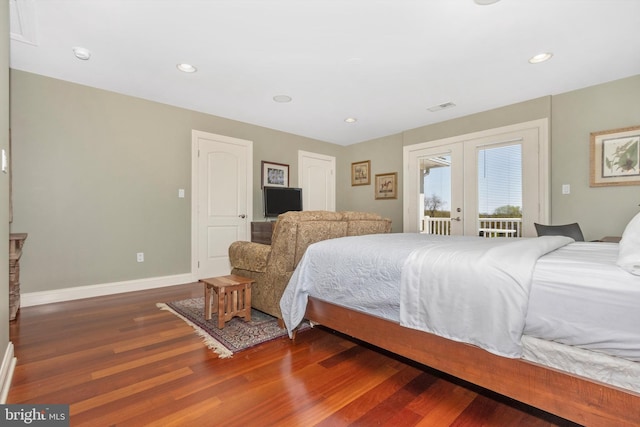 4083 Reels Mill Rd, Frederick, MD 21704 - bedroom with wood finished floors, access to outside, baseboards, recessed lighting, and french doors