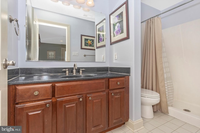 4083 Reels Mill Rd, Frederick, MD 21704 - bathroom featuring tile patterned flooring, a stall shower, vanity, and toilet