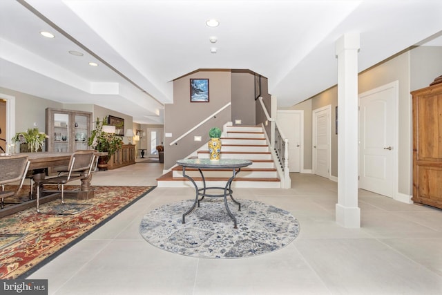4083 Reels Mill Rd, Frederick, MD 21704 - tiled foyer with stairway, recessed lighting, and baseboards
