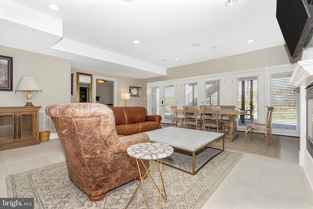 4083 Reels Mill Rd, Frederick, MD 21704 - living area with light tile patterned flooring, recessed lighting, and baseboards