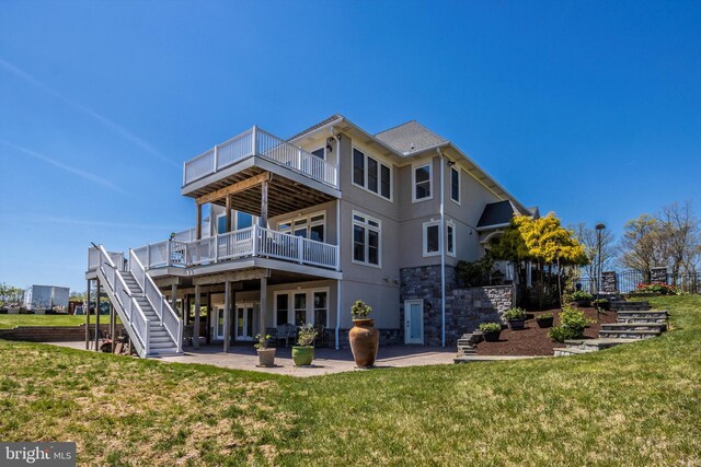 4083 Reels Mill Rd, Frederick, MD 21704 - rear view of property featuring stairway, a yard, a wooden deck, and a patio area