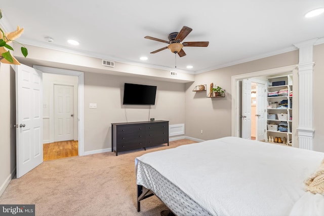 bedroom featuring carpet floors, baseboards, and visible vents