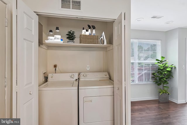 11620 Myrtle Oak Ct, Waldorf, MD 20601 - washroom with baseboards, wood finished floors, and washer and dryer