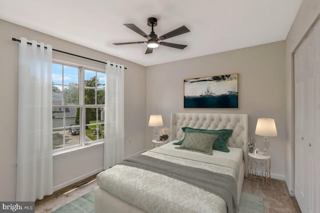 11620 Myrtle Oak Ct, Waldorf, MD 20601 - bedroom featuring baseboards, carpet floors, a closet, and a ceiling fan