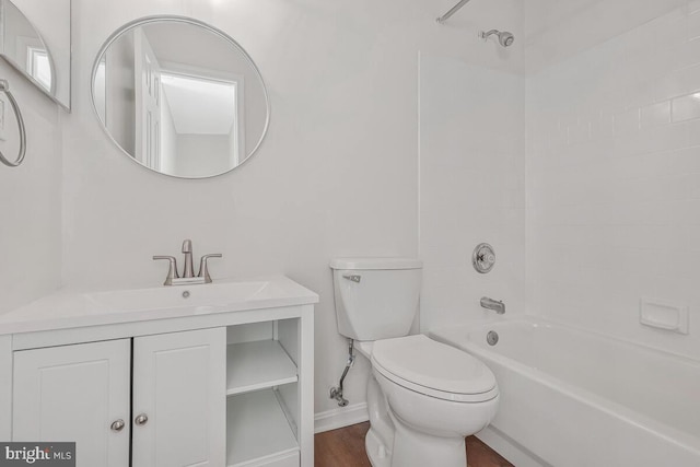 11620 Myrtle Oak Ct, Waldorf, MD 20601 - bathroom featuring toilet, bathtub / shower combination, baseboards, vanity, and wood finished floors