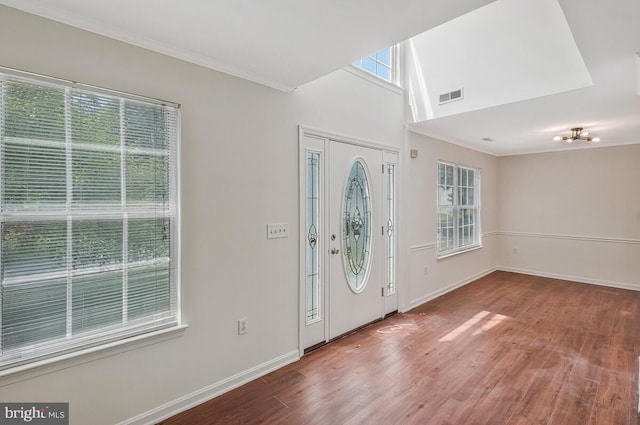 11620 Myrtle Oak Ct, Waldorf, MD 20601 - entryway with wood finished floors, baseboards, and ornamental molding