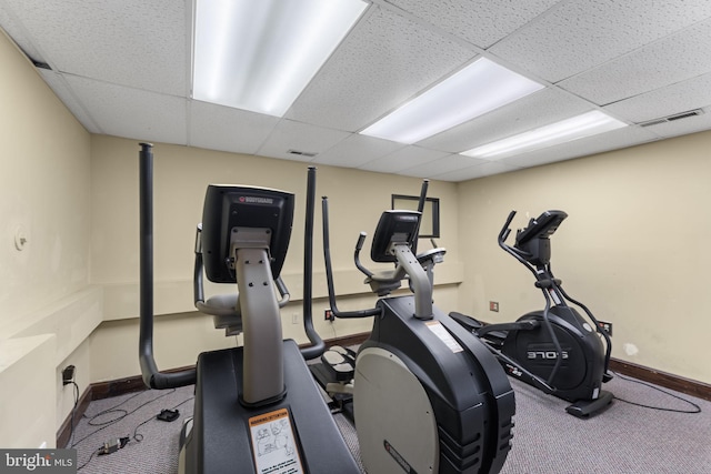 1515 S Arlington Ridge Rd Unit 402, Arlington, VA 22202 - exercise area featuring baseboards, a drop ceiling, and visible vents