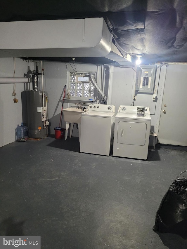 2027 Anchor St, Philadelphia, PA 19124 - below grade area featuring a sink, washing machine and clothes dryer, gas water heater, and electric panel