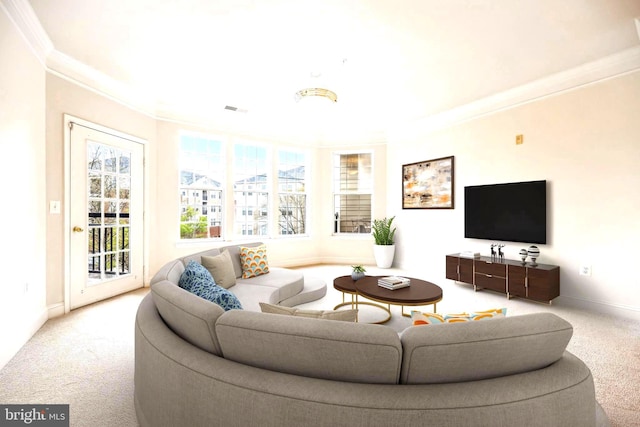 701 Fallsgrove Dr Unit 314, Rockville, MD 20850 - carpeted living area with ornamental molding and baseboards