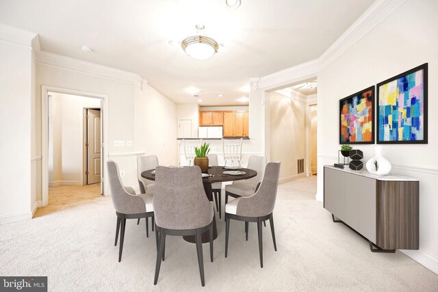 701 Fallsgrove Dr Unit 314, Rockville, MD 20850 - dining room featuring crown molding and light colored carpet