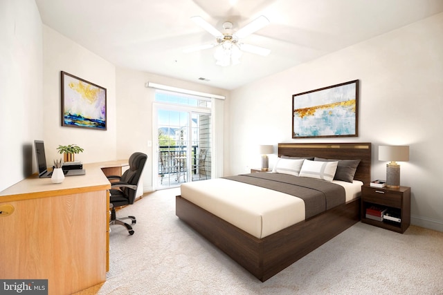 701 Fallsgrove Dr Unit 314, Rockville, MD 20850 - bedroom with light colored carpet, access to outside, an office area, and a ceiling fan