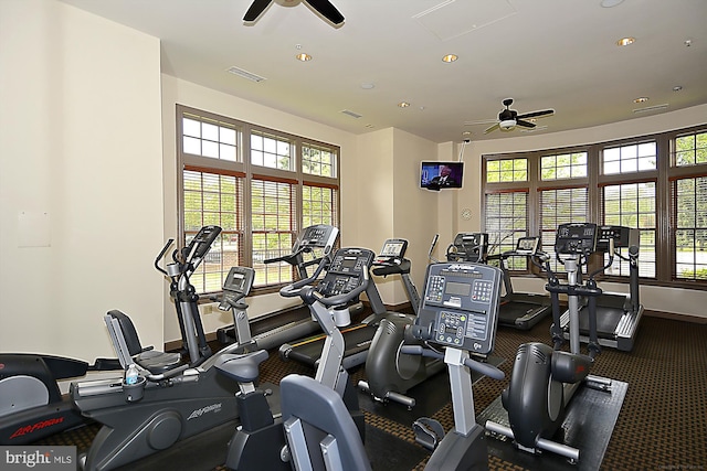 701 Fallsgrove Dr Unit 314, Rockville, MD 20850 - workout area featuring a ceiling fan and recessed lighting