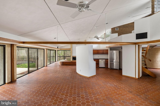 390 S Bryn Mawr Ave, Bryn Mawr, PA 19010 - interior space with a towering ceiling, stairway, a ceiling fan, stone finish floor, and visible vents