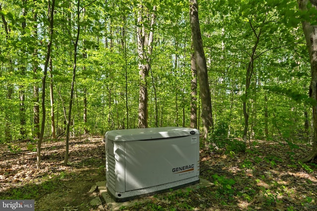 208 Biggs Purchase Ln, Lothian, MD 20711 - details featuring a power unit and a wooded view