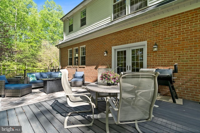 208 Biggs Purchase Ln, Lothian, MD 20711 - deck with french doors, outdoor dining space, and an outdoor living space