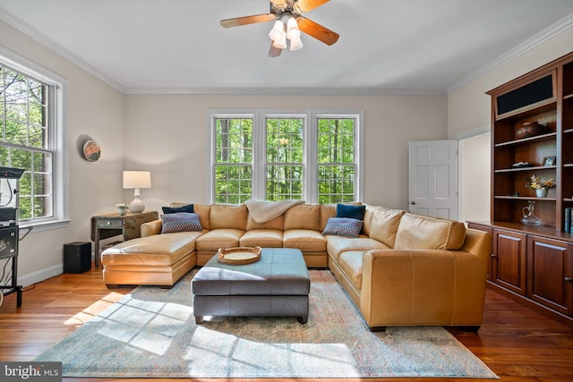 208 Biggs Purchase Ln, Lothian, MD 20711 - living area featuring plenty of natural light, a ceiling fan, and wood finished floors