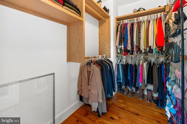 spacious closet featuring hardwood / wood-style flooring