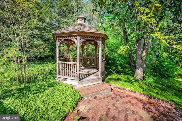 exterior space featuring a gazebo