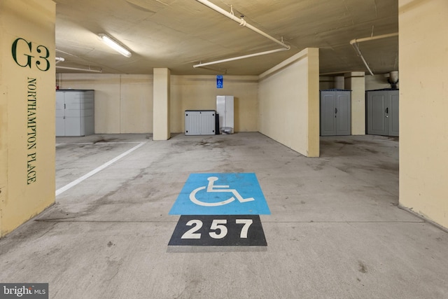 view of parking garage