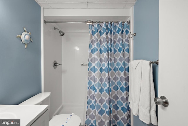 13500 Coastal Hwy Unit 201, Ocean City, MD 21842 - full bathroom featuring a shower with shower curtain, vanity, and toilet