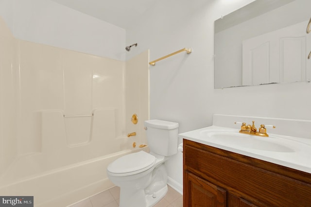 2208 Quarry Rd, Bunker Hill, WV 25413 - bathroom with tile patterned flooring, baseboards, vanity, toilet, and shower / bathtub combination