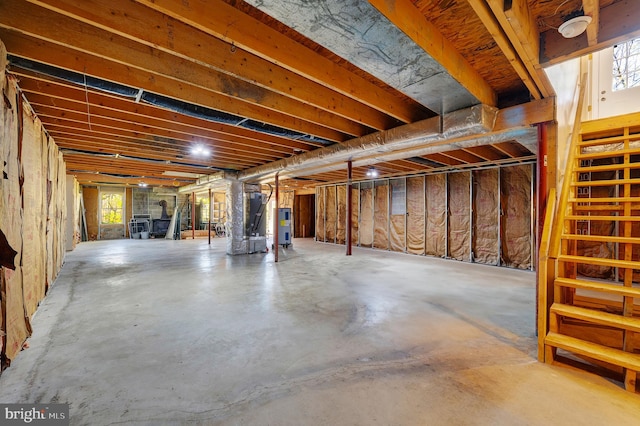 2208 Quarry Rd, Bunker Hill, WV 25413 - basement with stairs and electric water heater