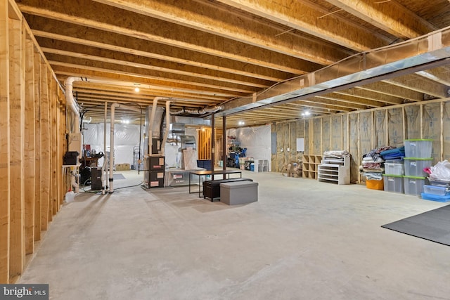 view of unfinished basement