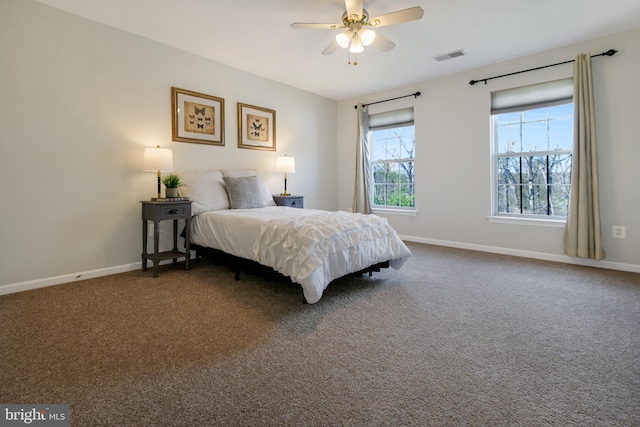 6420 Barrington Dr, Frederick, MD 21701 - bedroom featuring ceiling fan, visible vents, baseboards, and carpet floors