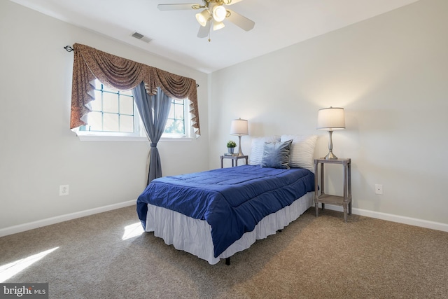 6420 Barrington Dr, Frederick, MD 21701 - bedroom with ceiling fan, baseboards, carpet, and visible vents