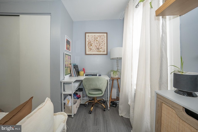 office space featuring wood finished floors