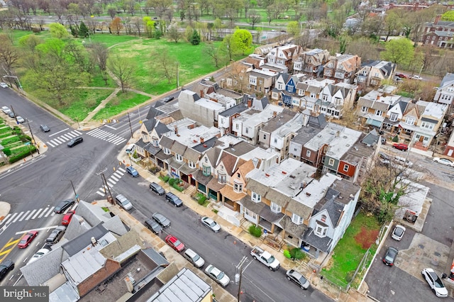 drone / aerial view with a residential view