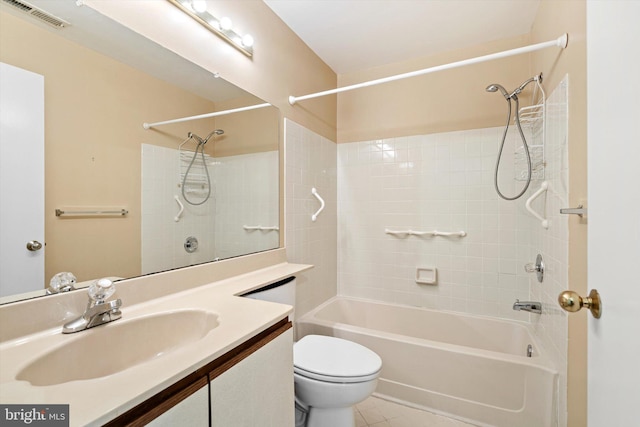 1 Huber Ct, Hightstown, NJ 08520 - full bathroom with shower / bathtub combination, toilet, vanity, and tile patterned floors