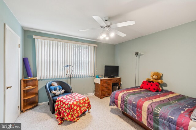 1419 Greenawalt Rd, Huntingdon Valley, PA 19006 - carpeted bedroom with ceiling fan and baseboards