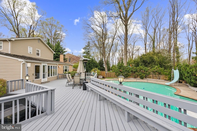 1419 Greenawalt Rd, Huntingdon Valley, PA 19006 - deck featuring a fenced in pool, outdoor dining area, and fence