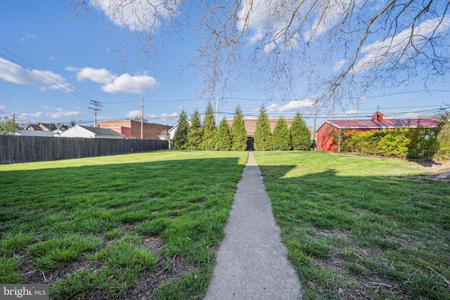 view of yard with fence